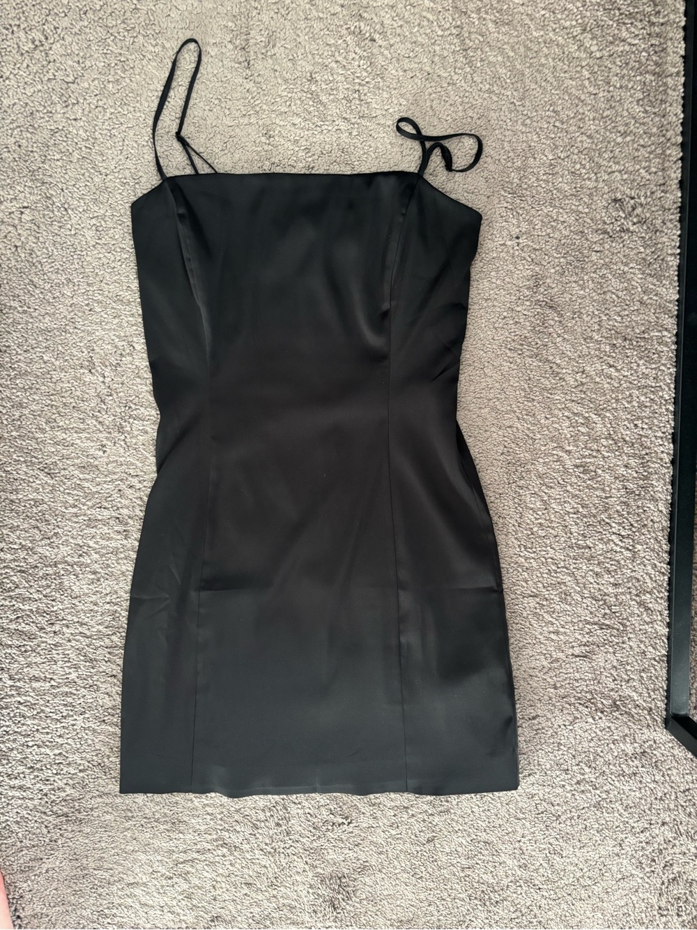 Sunday Best Black Spaghetti-Strap Mini Dress Satin